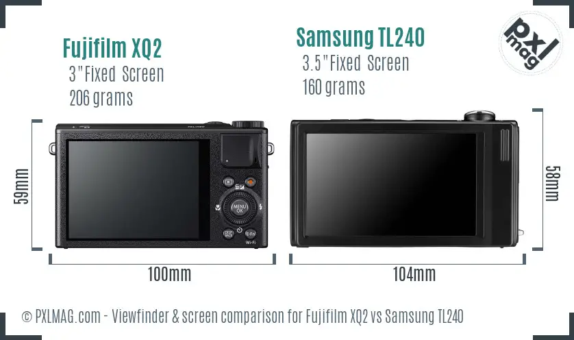 Fujifilm XQ2 vs Samsung TL240 Screen and Viewfinder comparison