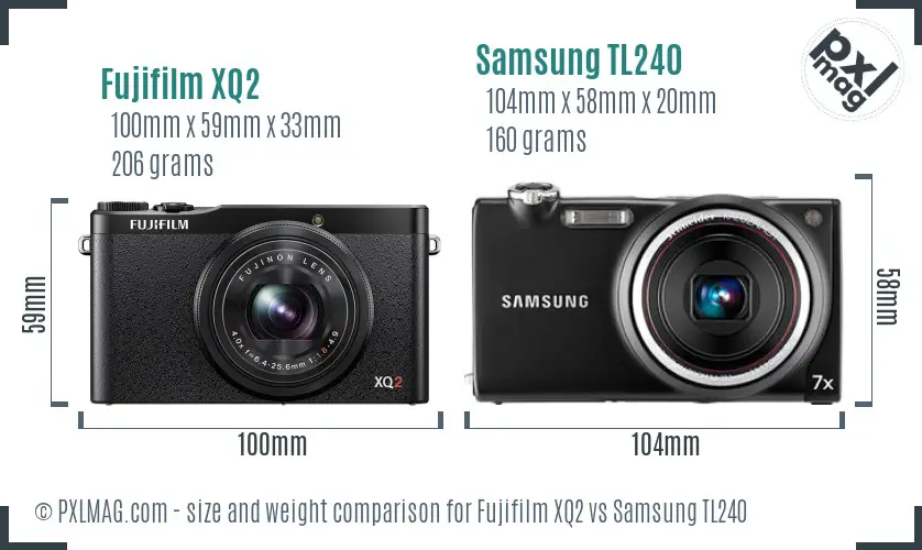Fujifilm XQ2 vs Samsung TL240 size comparison