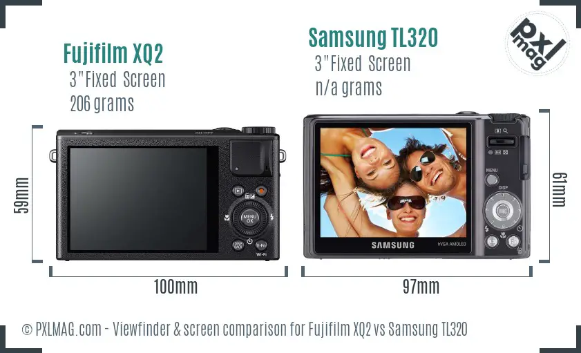 Fujifilm XQ2 vs Samsung TL320 Screen and Viewfinder comparison