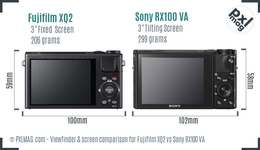 Fujifilm XQ2 vs Sony RX100 VA Screen and Viewfinder comparison