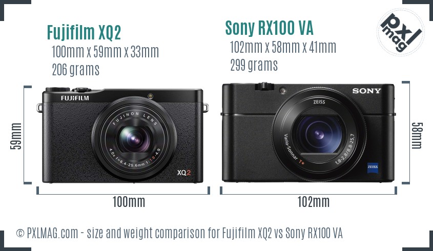 Fujifilm XQ2 vs Sony RX100 VA size comparison