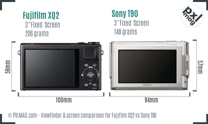 Fujifilm XQ2 vs Sony T90 Screen and Viewfinder comparison