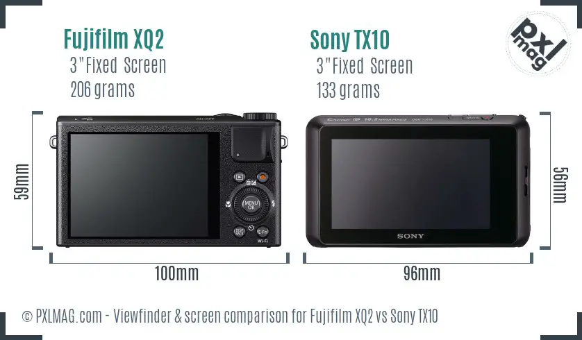 Fujifilm XQ2 vs Sony TX10 Screen and Viewfinder comparison