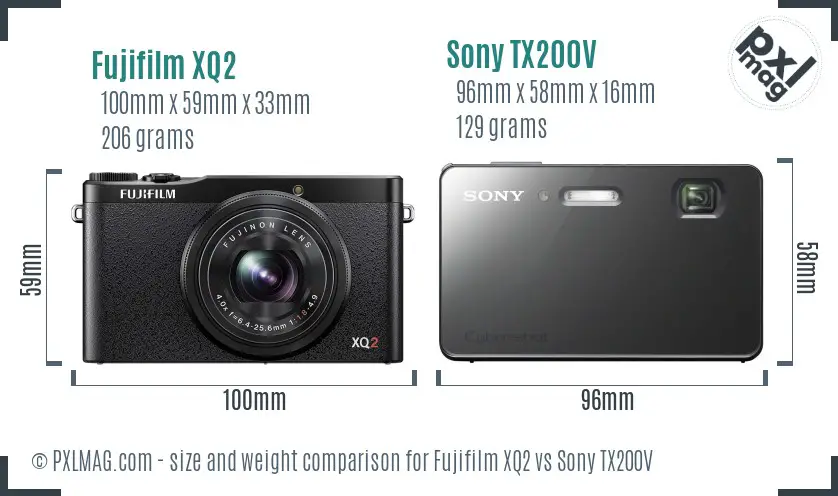 Fujifilm XQ2 vs Sony TX200V size comparison
