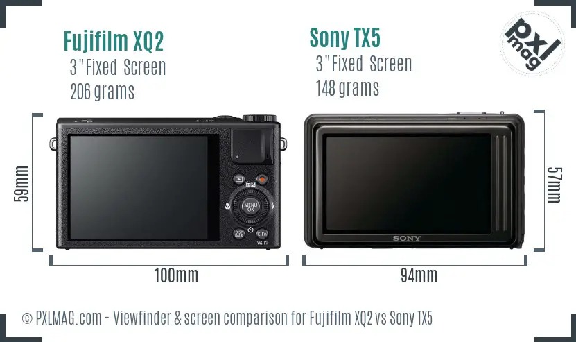 Fujifilm XQ2 vs Sony TX5 Screen and Viewfinder comparison