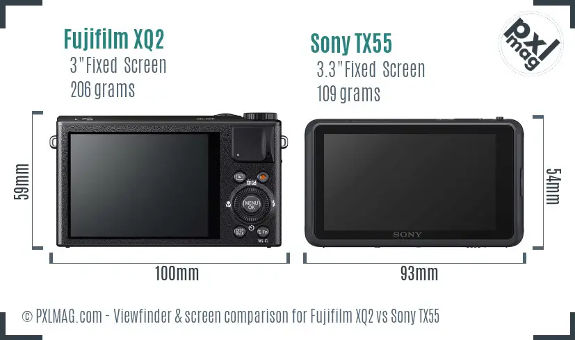 Fujifilm XQ2 vs Sony TX55 Screen and Viewfinder comparison