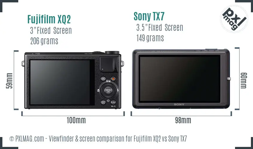 Fujifilm XQ2 vs Sony TX7 Screen and Viewfinder comparison