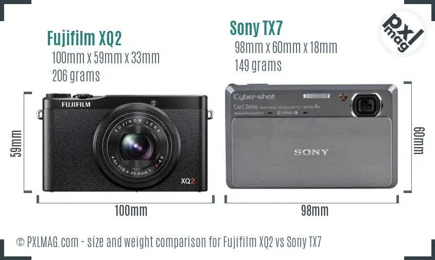 Fujifilm XQ2 vs Sony TX7 size comparison