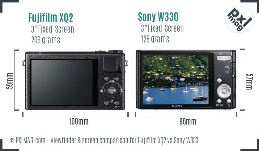 Fujifilm XQ2 vs Sony W330 Screen and Viewfinder comparison