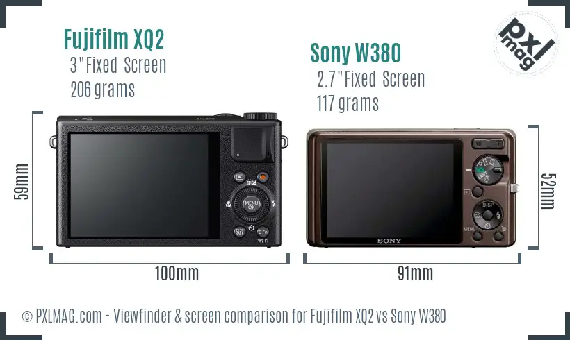 Fujifilm XQ2 vs Sony W380 Screen and Viewfinder comparison