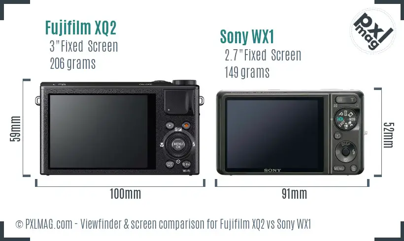 Fujifilm XQ2 vs Sony WX1 Screen and Viewfinder comparison
