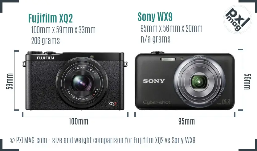 Fujifilm XQ2 vs Sony WX9 size comparison