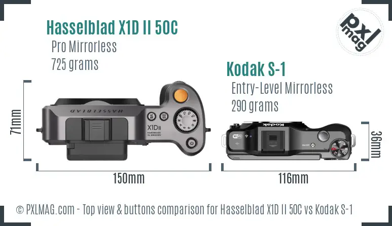 Hasselblad X1D II 50C vs Kodak S-1 top view buttons comparison Hasselblad X1D II 50C vs Kodak S-1 top view buttons comparison