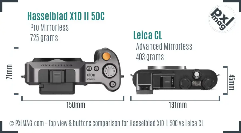 Hasselblad X1D II 50C vs Leica CL top view buttons comparison Hasselblad X1D II 50C vs Leica CL top view buttons comparison