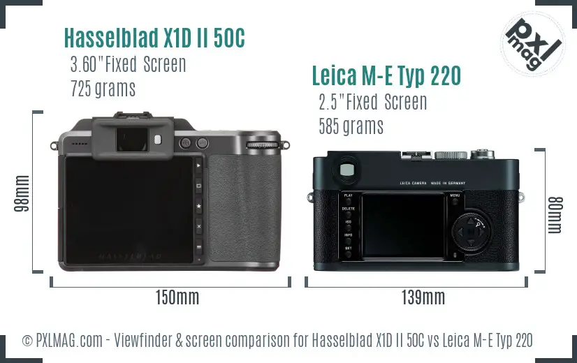 Hasselblad X1D II 50C vs Leica M-E Typ 220 Screen and Viewfinder comparison
