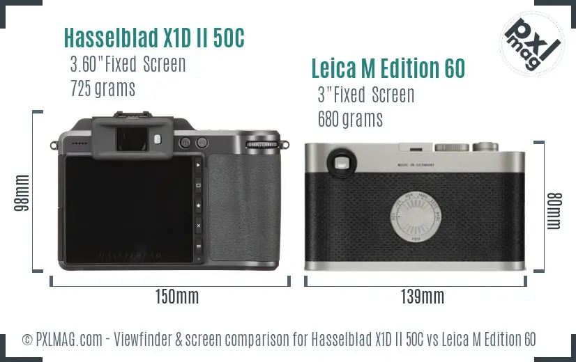 Hasselblad X1D II 50C vs Leica M Edition 60 Screen and Viewfinder comparison