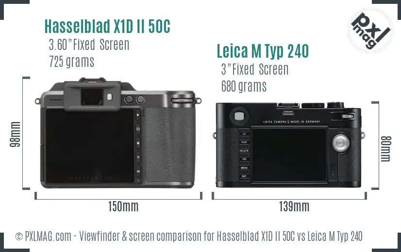 Hasselblad X1D II 50C vs Leica M Typ 240 Screen and Viewfinder comparison