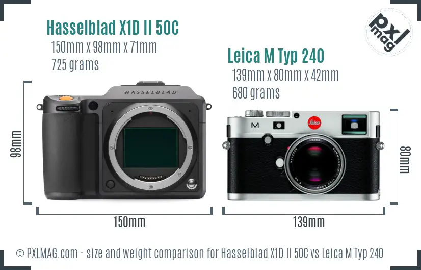 Hasselblad X1D II 50C vs Leica M Typ 240 size comparison