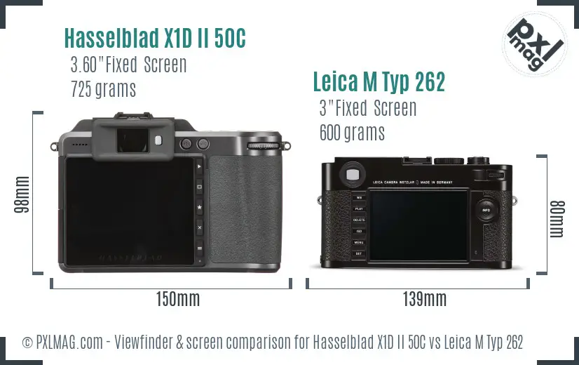 Hasselblad X1D II 50C vs Leica M Typ 262 Screen and Viewfinder comparison