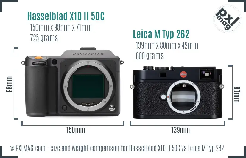 Hasselblad X1D II 50C vs Leica M Typ 262 size comparison
