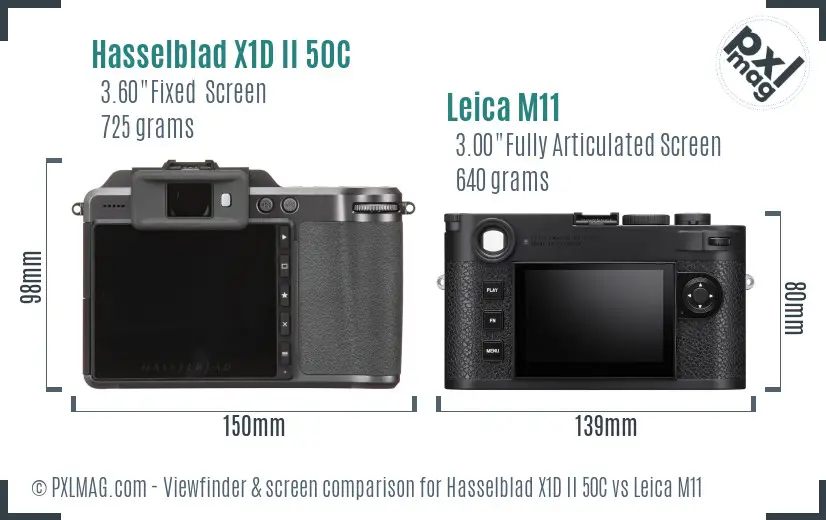 Hasselblad X1D II 50C vs Leica M11 Screen and Viewfinder comparison