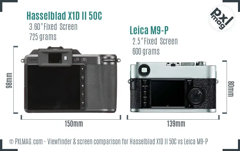 Hasselblad X1D II 50C vs Leica M9-P Screen and Viewfinder comparison