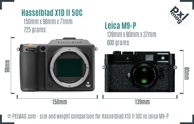 Hasselblad X1D II 50C vs Leica M9-P size comparison