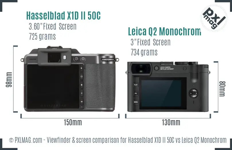 Hasselblad X1D II 50C vs Leica Q2 Monochrom Screen and Viewfinder comparison Hasselblad X1D II 50C vs Leica Q2 Monochrom Screen and Viewfinder comparison