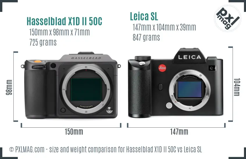 Hasselblad X1D II 50C vs Leica SL size comparison