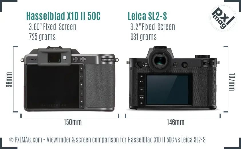 Hasselblad X1D II 50C vs Leica SL2-S Screen and Viewfinder comparison Hasselblad X1D II 50C vs Leica SL2-S Screen and Viewfinder comparison