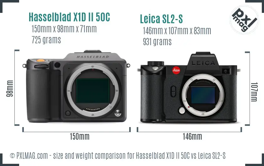 Hasselblad X1D II 50C vs Leica SL2-S size comparison Hasselblad X1D II 50C vs Leica SL2-S size comparison