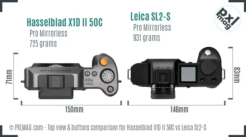 Hasselblad X1D II 50C vs Leica SL2-S top view buttons comparison Hasselblad X1D II 50C vs Leica SL2-S top view buttons comparison