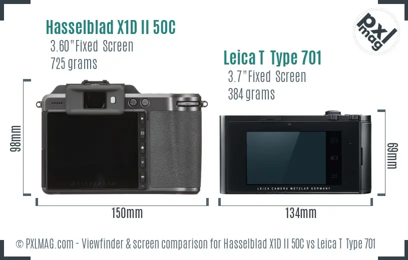 Hasselblad X1D II 50C vs Leica T  Type 701 Screen and Viewfinder comparison