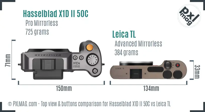 Hasselblad X1D II 50C vs Leica TL top view buttons comparison