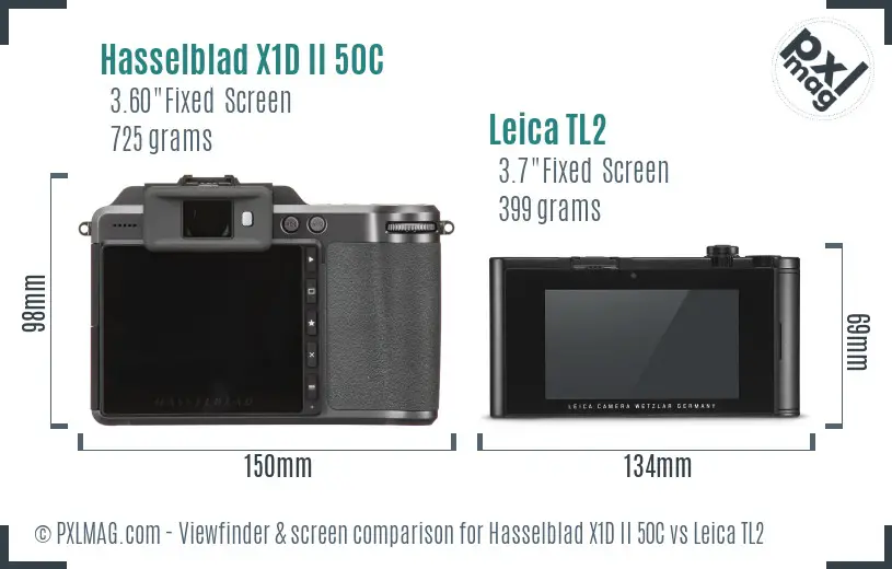 Hasselblad X1D II 50C vs Leica TL2 Screen and Viewfinder comparison