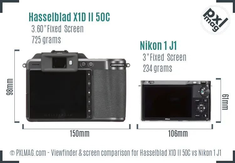 Hasselblad X1D II 50C vs Nikon 1 J1 Screen and Viewfinder comparison