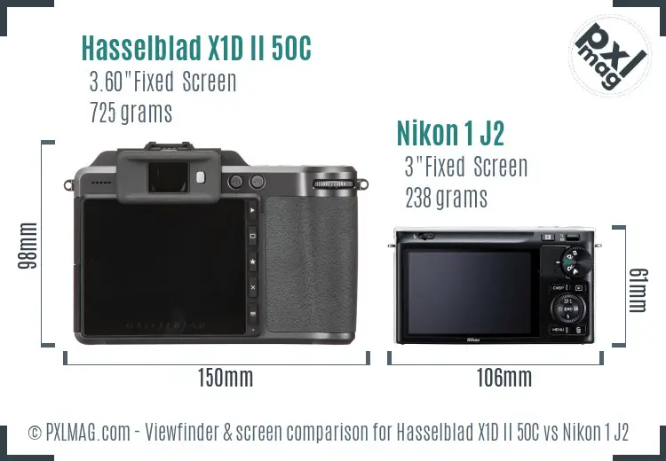 Hasselblad X1D II 50C vs Nikon 1 J2 Screen and Viewfinder comparison