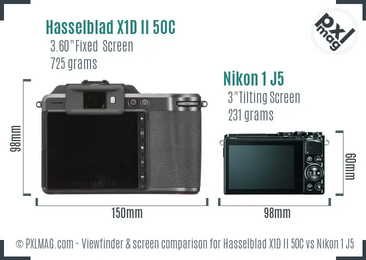 Hasselblad X1D II 50C vs Nikon 1 J5 Screen and Viewfinder comparison Hasselblad X1D II 50C vs Nikon 1 J5 Screen and Viewfinder comparison