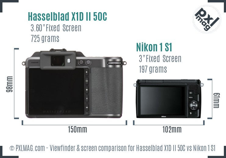 Hasselblad X1D II 50C vs Nikon 1 S1 Screen and Viewfinder comparison