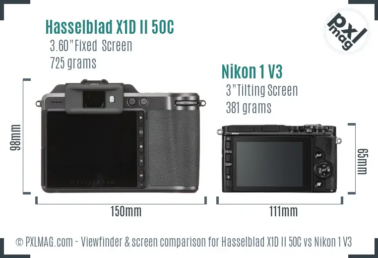 Hasselblad X1D II 50C vs Nikon 1 V3 Screen and Viewfinder comparison Hasselblad X1D II 50C vs Nikon 1 V3 Screen and Viewfinder comparison