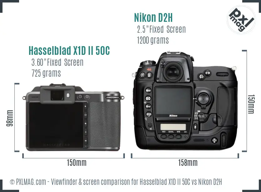 Hasselblad X1D II 50C vs Nikon D2H Screen and Viewfinder comparison Hasselblad X1D II 50C vs Nikon D2H Screen and Viewfinder comparison