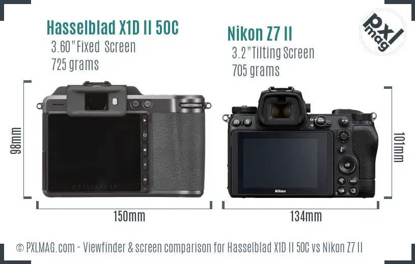 Hasselblad X1D II 50C vs Nikon Z7 II Screen and Viewfinder comparison