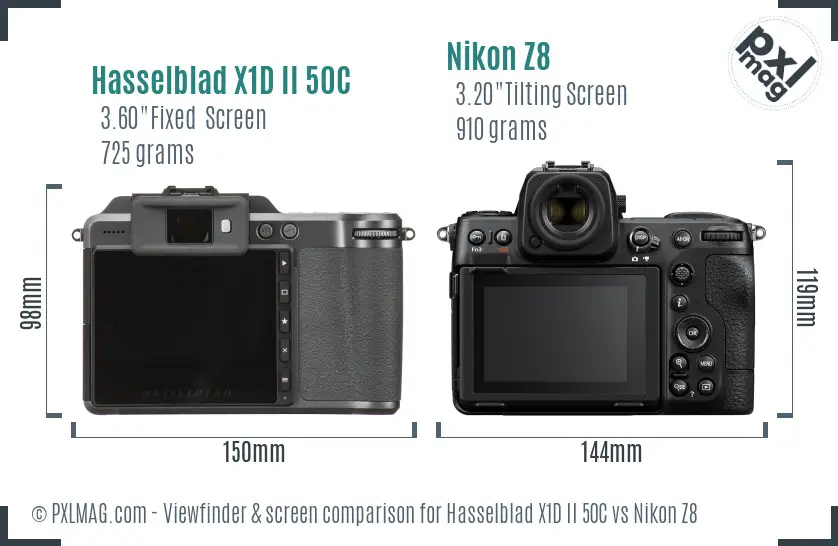 Hasselblad X1D II 50C vs Nikon Z8 Screen and Viewfinder comparison Hasselblad X1D II 50C vs Nikon Z8 Screen and Viewfinder comparison