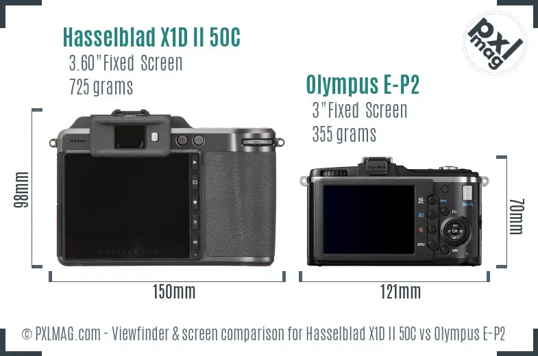 Hasselblad X1D II 50C vs Olympus E-P2 Screen and Viewfinder comparison