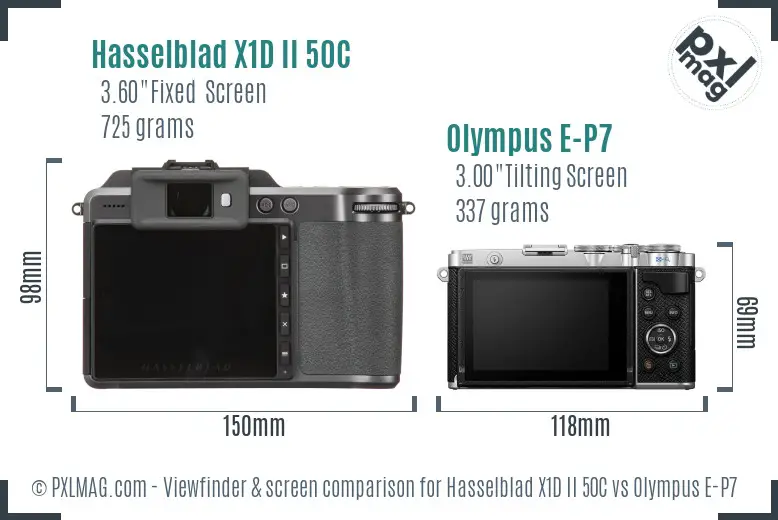 Hasselblad X1D II 50C vs Olympus E-P7 Screen and Viewfinder comparison