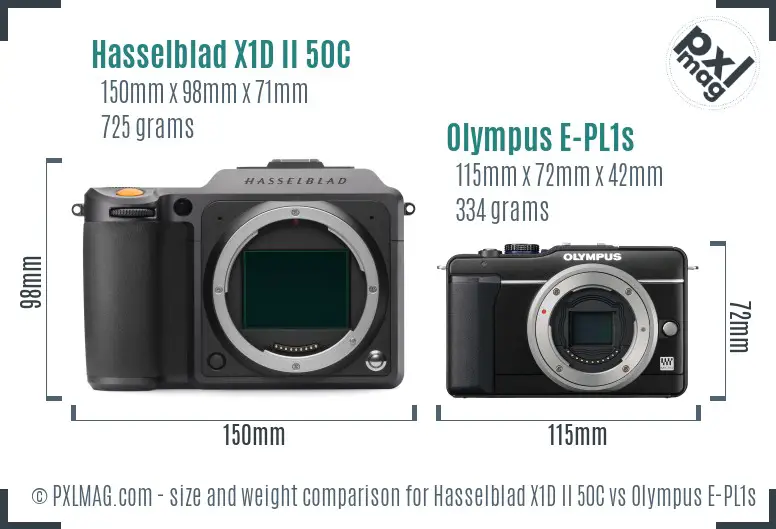 Hasselblad X1D II 50C vs Olympus E-PL1s size comparison