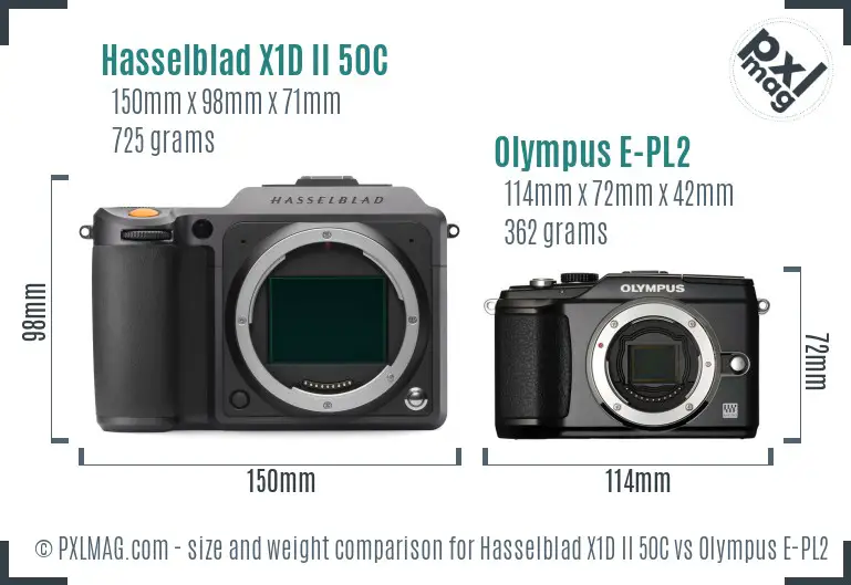 Hasselblad X1D II 50C vs Olympus E-PL2 size comparison