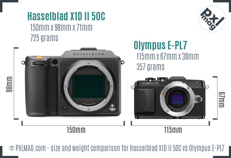 Hasselblad X1D II 50C vs Olympus E-PL7 size comparison