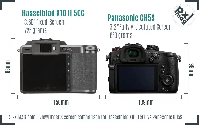 Hasselblad X1D II 50C vs Panasonic GH5S Screen and Viewfinder comparison