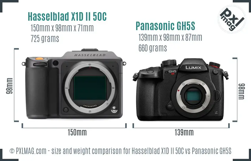Hasselblad X1D II 50C vs Panasonic GH5S size comparison